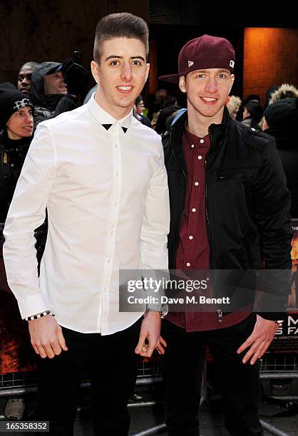 Ashley Glazebrook and Glen Murphy of Twist and Pulse attends the UK Premiere of 'Olympus Has Fallen' at BFI IMAX on April 3, 2013 in London, England.