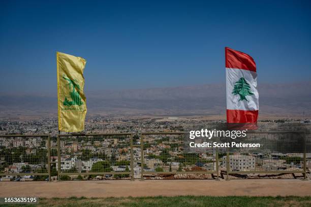 Hezbollah and Lebanese flags fly in the wind from the Baalbek Tourist Museum that just opened to showcase its 41-year history of fighting Israel and...