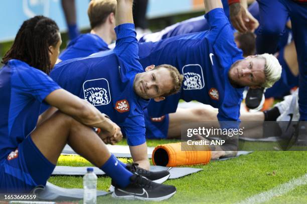 Dailey Blind, Wout Weghorst during a training session of the Dutch national team at the KNVB Campus on September 8, 2023 in Zeist, the Netherlands....