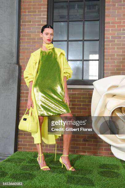 Model on the runway at the Kate Spade Spring 2024 Ready To Wear Fashion Show at The High Line on September 8, 2023 in New York, New York.