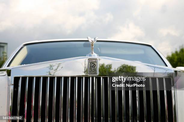 Rolls Royce logo seen during the Heli Moto Picnic organized at the Polish Aviation Museum on September 3, 2023 in Krakow, Poland.