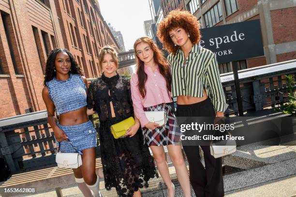 Justine Skye, Mackenzie Ziegler, Anna Cathcart and Sofia Wylie at the Kate Spade Spring 2024 Ready To Wear Runway Show at The High Line on September...