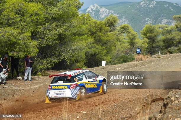 Petros Panteli of Cyprus and Charalampos Laos of Cyprus are competing with their Citroen Ds3 during Day One of the FIA World Rally Championship EKO...