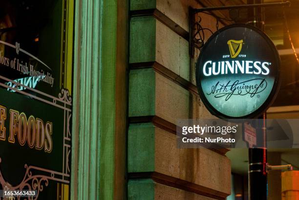 Toronto, ON, Canada Guinness Company sign. It is one of the most successful alcohol brands worldwide