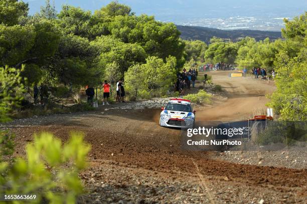 Petros Panteli of Cyprus and Charalampos Laos of Cyprus are competing with their Citroen Ds3 during Day One of the FIA World Rally Championship EKO...