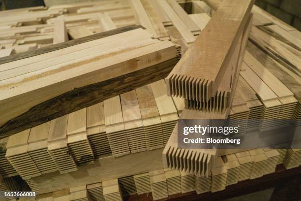 Finger joint wood pieces at the Center for Technological Woodworking Development in Machagai, Chaco province, Argentina, on Wednesday, Sept. 6, 2023....