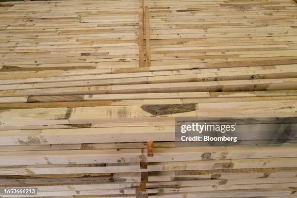 Stacks of wood at the Center for Technological Woodworking Development in Machagai, Chaco province, Argentina, on Wednesday, Sept. 6, 2023. The...