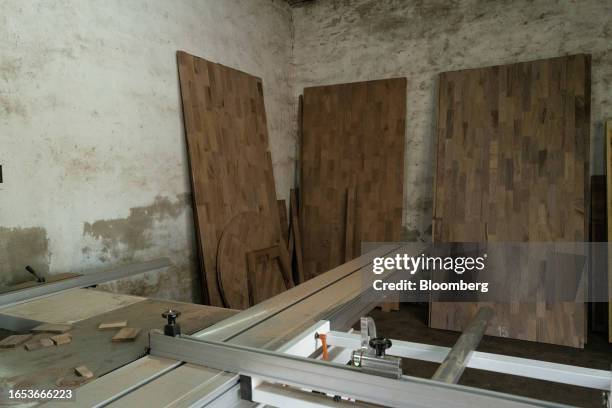 Finger joint wood boards at a woodshop in Machagai, Chaco province, Argentina, on Wednesday, Sept. 6, 2023. The majority state-owned Chaco Forestry...