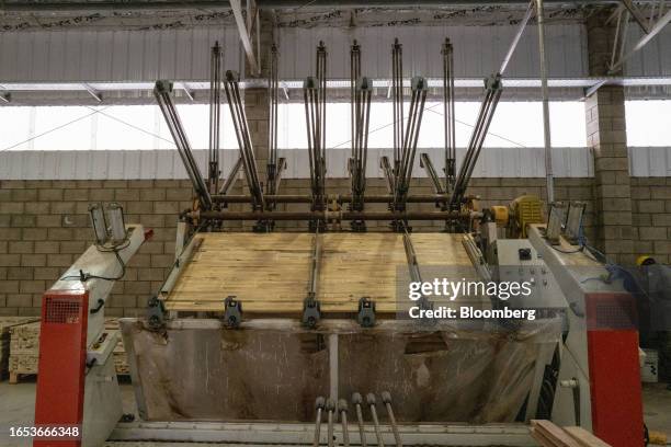 Wood pieces assembled into boards at the Center for Technological Woodworking Development in Machagai, Chaco province, Argentina, on Wednesday, Sept....