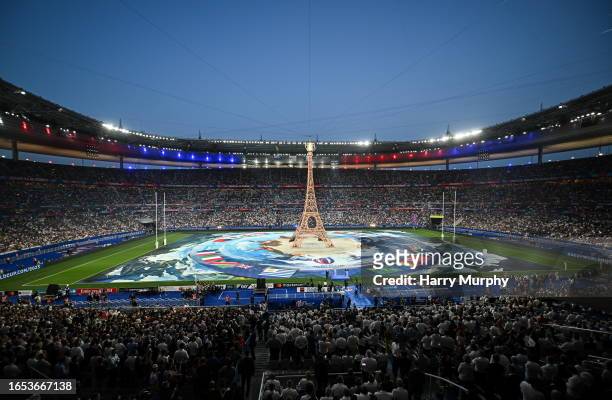 Paris , France - 8 September 2023; A general view of the opening ceremony before the 2023 Rugby World Cup Pool A match between France and New Zealand...