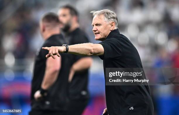 Paris , France - 8 September 2023; New Zealand attacking coach Joe Schmidt before the 2023 Rugby World Cup Pool A match between France and New...