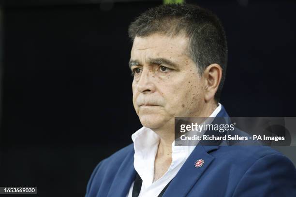 Costa Rica's head coach, Luis Fernando Suarez during the international friendly match at St. James' Park, Newcastle upon Tyne. Picture date: Friday...