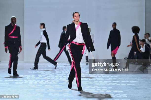 Models walk the runway for Helmut Lang show during New York Fashion Week in New York City on September 8, 2023.