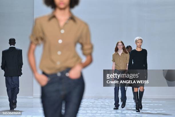 Models walk the runway for Helmut Lang show during New York Fashion Week in New York City on September 8, 2023.