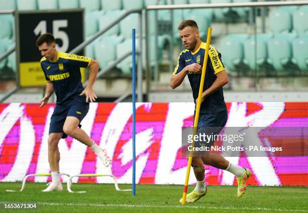 Ukraine's Andriy Yarmolenko during a training session at the Tarczynski Arena Wroclaw, Wroclaw. Picture date: Friday September 8, 2023.