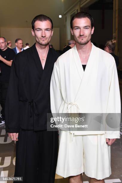 Brett Staniland and Scott Staniland attend the Helmut Lang front row during New York Fashion Week September 2023: The Shows at Skylight Studios at...