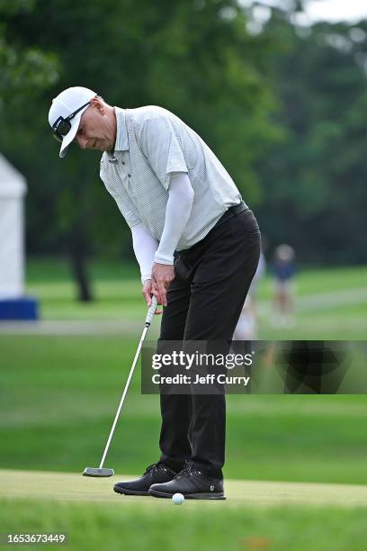 Kevin Sutherland putts on the ninth hole during the first round of the Ascension Charity Classic at Norwood Hills Country Club on September 8, 2023...