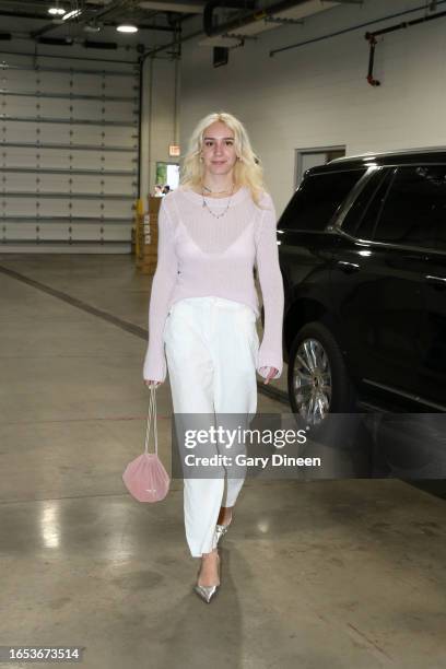 Alanna Smith of the Chicago Sky arrives to the arena before the game against the Minnesota Lynx during the game against the on September 8, 2023 at...