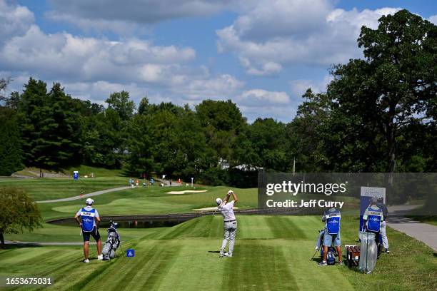 General view as Steve Flesch hits his first shot on the fourth hole during the first round of the Ascension Charity Classic at Norwood Hills Country...