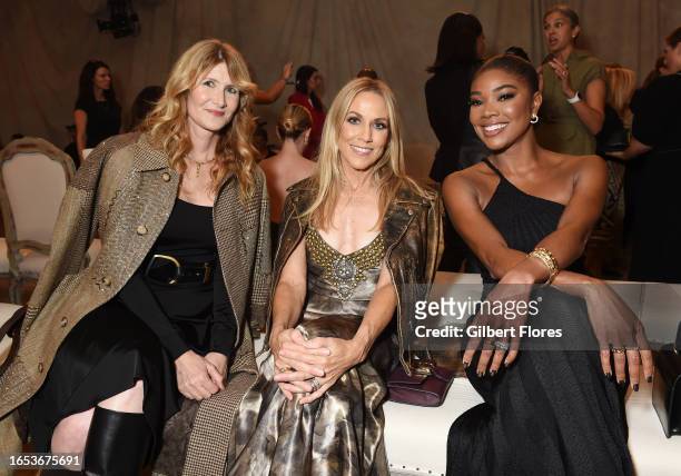 Laura Dern, Sheryl Crow and Gabrielle Union at the Ralph Lauren Spring 2024 Ready To Wear Fashion Show at the Brooklyn Navy Yard on September 8, 2023...