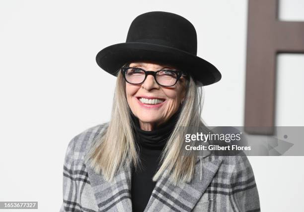 Diane Keaton at the Ralph Lauren Spring 2024 Ready To Wear Fashion Show at the Brooklyn Navy Yard on September 8, 2023 in Brooklyn, New York.
