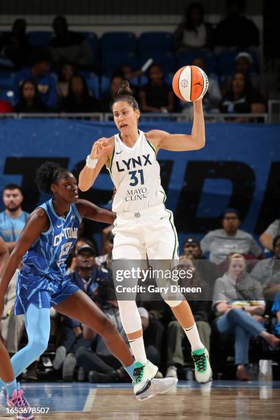 Nikolina Milic of the Minnesota Lynx handles the ball during the game against the Chicago Sky on September 8, 2023 at the Wintrust Arena in Chicago,...