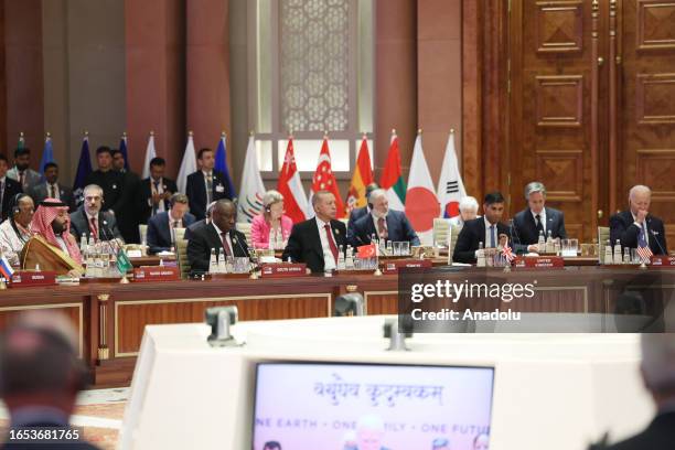 Turkish President Recep Tayyip Erdogan attends the G20 Leaders' Summit 2023, hosted by India this year with the main theme of 'One Earth, One Family,...