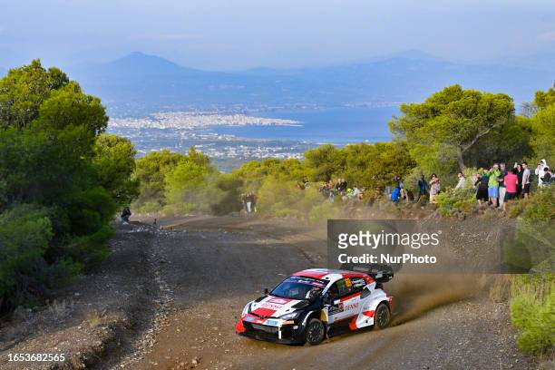 The drivers Kalle Rovanpera and Jonne Halttunen of Team Toyota Gazoo Racing WRT, Toyota GR Yaris Rally1 Hybrid, are competing in the FIA World Rally...