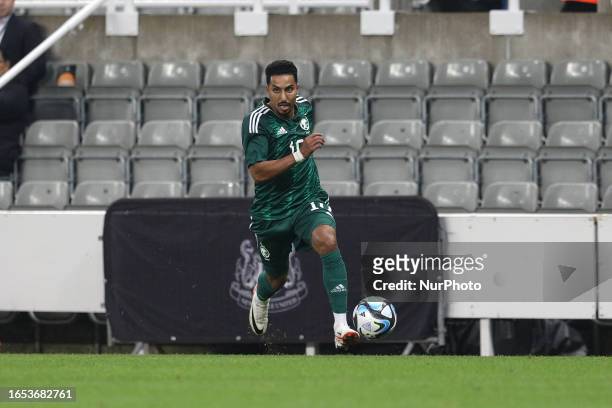 Salem Aldawsari of Saudi Arabia during the International Friendly match between Saudi Arabia and Costa Rica at St. James's Park, Newcastle on Friday...