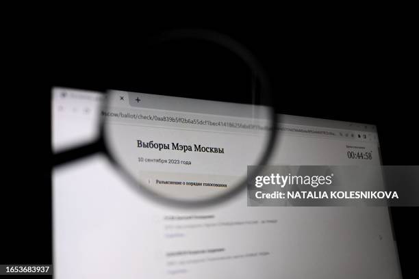 Photograph taken on September 9 shows the interface of the online voting system as seen on a laptop screen in Moscow. Russia will hold local...