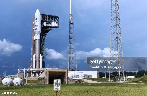 United Launch Alliance Atlas 5 rocket carrying a classified payload known as SILENTBARKER stands ready for launch on pad 41 at Cape Canaveral Space...