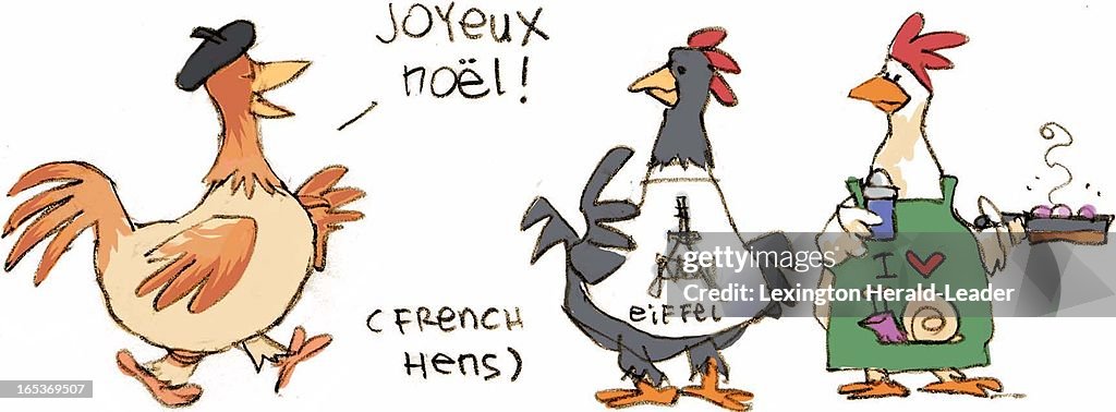 Christmas hens ILLUSTRATION