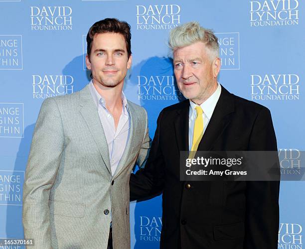 Matt Bomer and David Lynch attend the "Meditation In Education" Global Outreach Campaign Event at The Billy Wilder Theater at the Hammer Museum on...