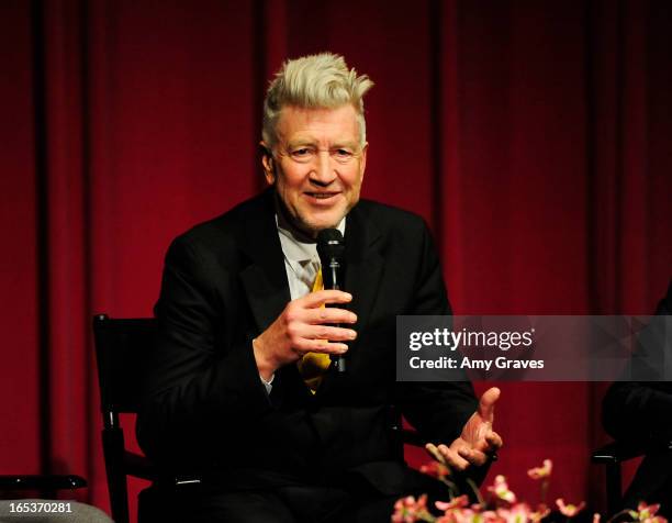 David Lynch addresses the audience during the Q&A at the "Meditation In Education" Global Outreach Campaign Event at The Billy Wilder Theater at the...