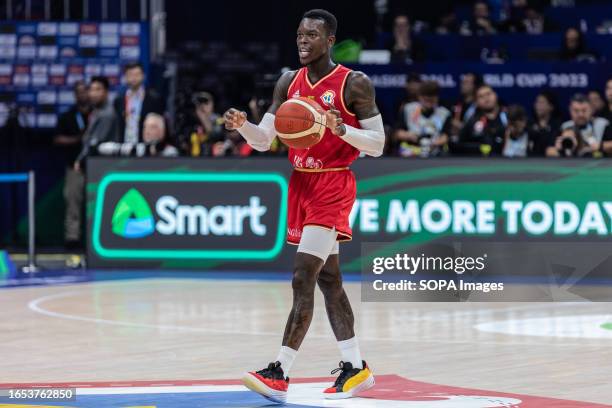 Dennis Schroder of Germany seen in action during the semifinals of the FIBA Basketball World Cup 2023 between the United States and Germany at the...