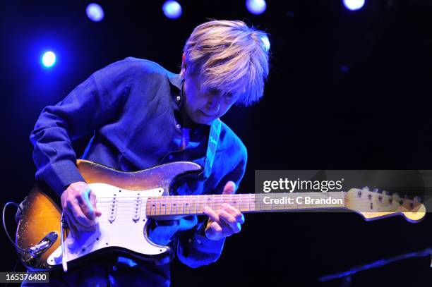 Eric Johnson performs on stage at O2 Shepherd's Bush Empire on April 3, 2013 in London, England.