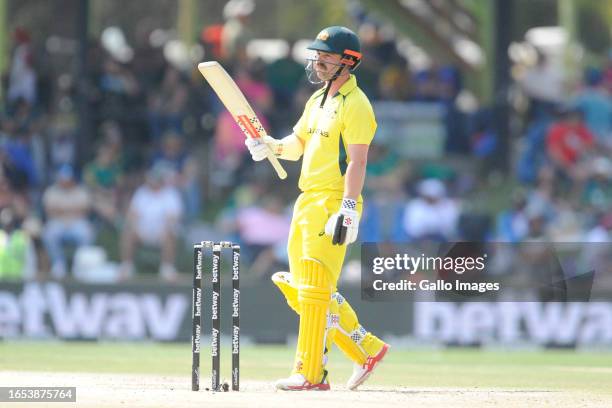 Travis Head of Australia getting his 50 during the 2nd Betway One Day International match between South Africa and Australia at Mangaung Oval on...