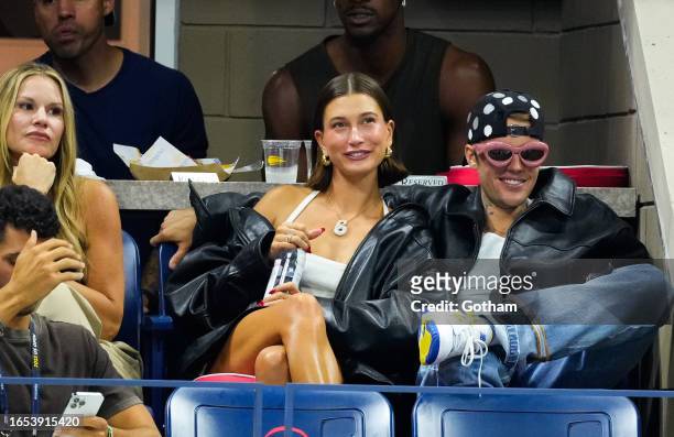 Hailey Bieber and Justin Bieber are seen at the 2023 US Open Tennis Championships on September 1, 2023 in New York City.