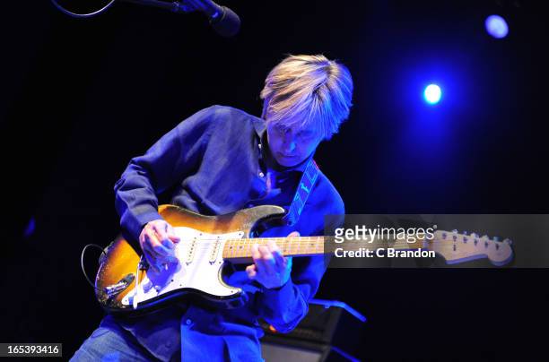 Eric Johnson performs on stage at O2 Shepherd's Bush Empire on April 3, 2013 in London, England.
