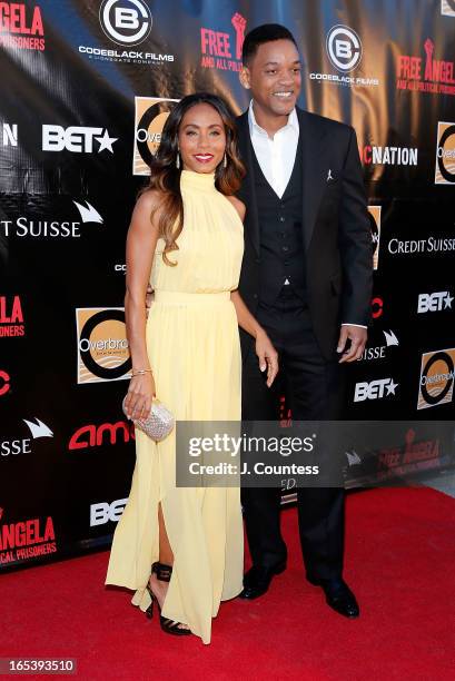 Executive producer Jada Pinkett Smith and actor/rapper Will Smith attend "Free Angela and All Political Prisoners" New York Premiere at The Schomburg...