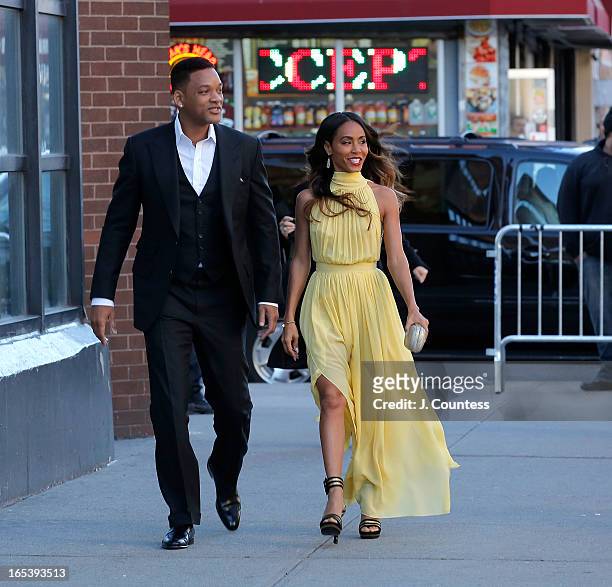 Actor/rapper Will Smith and executive producer Jada Pinkett Smith attend "Free Angela and All Political Prisoners" New York Premiere at The Schomburg...