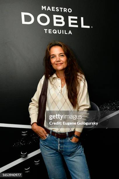 Katie Holmes attends the US Open with Maestro Dobel Tequila, First Official Tequila Of The US Open at USTA Billie Jean King National Tennis Center on...