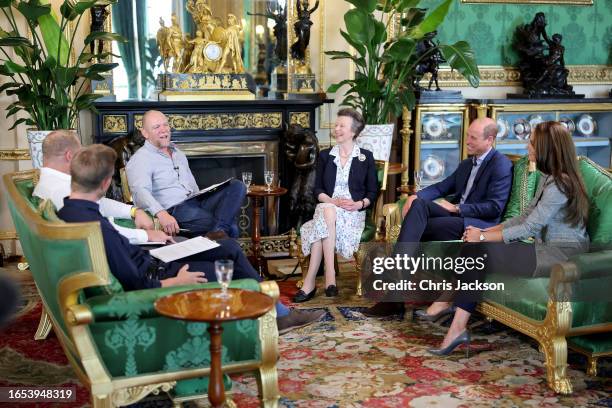 Mike Tindall, Princess Anne, Princess Royal, Prince William, Prince of Wales and Catherine, Princess of Wales attend the recording of a special...