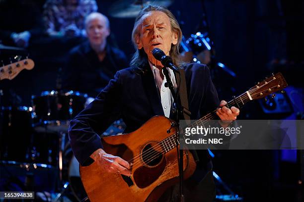 Episode 811 -- Pictured: Musical guest Gordon Lightfoot performs on April 3, 2013 --