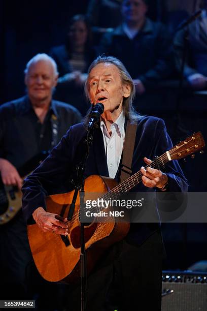 Episode 811 -- Pictured: Musical guest Gordon Lightfoot performs on April 3, 2013 --
