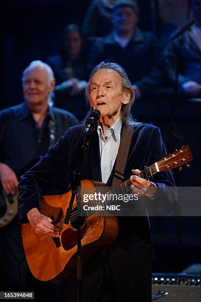 Episode 811 -- Pictured: Musical guest Gordon Lightfoot performs on April 3, 2013 --