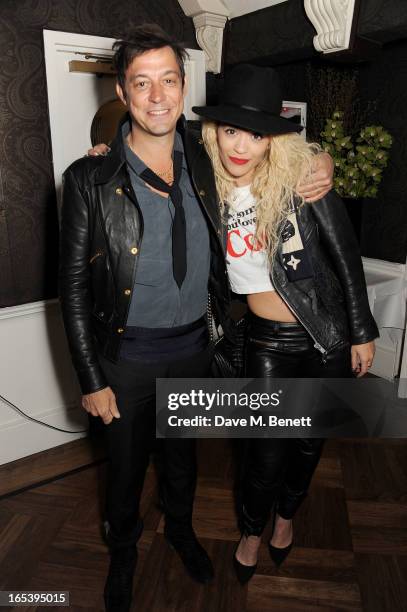 Jamie Hince and Rita Ora attend event planner Paul Rowe's 40th birthday party at The Groucho Club on April 3, 2013 in London, England.