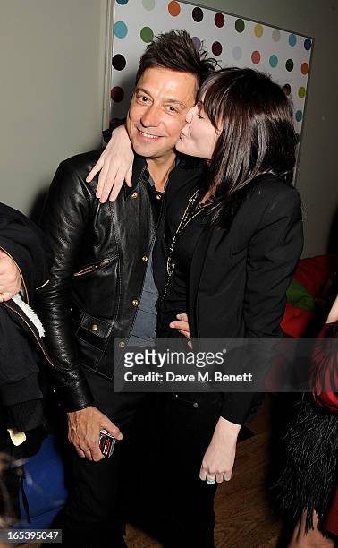 Jamie Hince and Annabelle Neilson attend event planner Paul Rowe's 40th birthday party at The Groucho Club on April 3, 2013 in London, England.