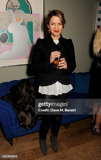 Lisa Moorish attends event planner Paul Rowe's 40th birthday party at The Groucho Club on April 3, 2013 in London, England.