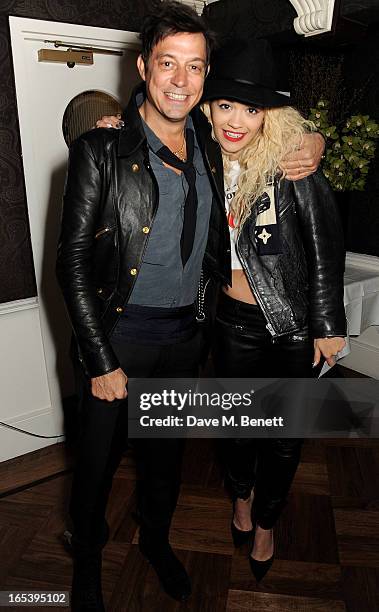 Jamie Hince and Rita Ora attend event planner Paul Rowe's 40th birthday party at The Groucho Club on April 3, 2013 in London, England.